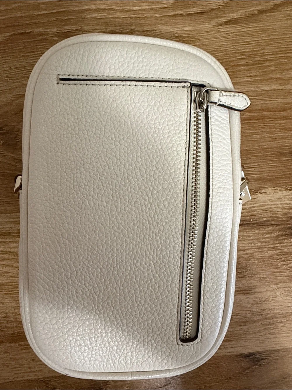 kate spade Cream Pebbled Leather Crossbody Phone Pouch with Gold Logo